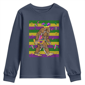 Mardi Gras Bigfoot Sasquatch Funny Fat Tuesday Parade Youth Sweatshirt TS09 Navy Print Your Wear