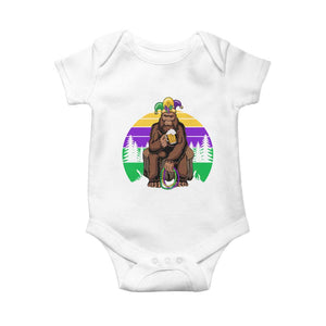 Mardi Gras Bigfoot Sasquatch Funny Beer Lover Baby Onesie TS09 White Print Your Wear