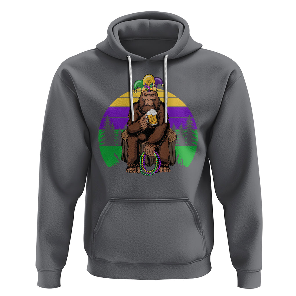 Mardi Gras Bigfoot Sasquatch Funny Beer Lover Hoodie TS09 Charcoal Printyourwear