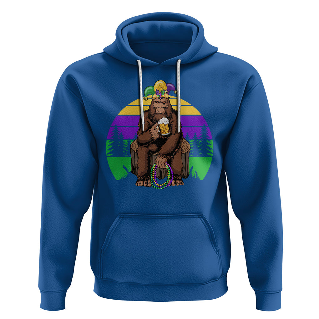 Mardi Gras Bigfoot Sasquatch Funny Beer Lover Hoodie TS09 Royal Blue Printyourwear