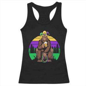 Mardi Gras Bigfoot Sasquatch Funny Beer Lover Racerback Tank Top TS09 Black Print Your Wear