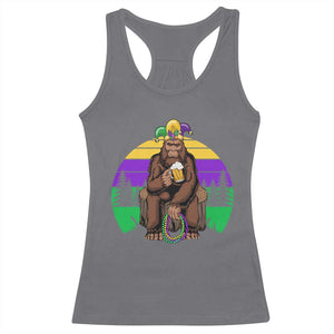 Mardi Gras Bigfoot Sasquatch Funny Beer Lover Racerback Tank Top TS09 Charcoal Print Your Wear