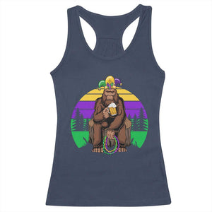 Mardi Gras Bigfoot Sasquatch Funny Beer Lover Racerback Tank Top TS09 Navy Print Your Wear