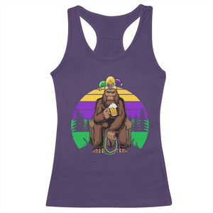 Mardi Gras Bigfoot Sasquatch Funny Beer Lover Racerback Tank Top TS09 Purple Print Your Wear