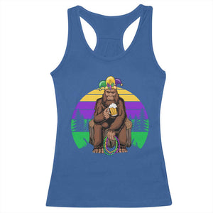 Mardi Gras Bigfoot Sasquatch Funny Beer Lover Racerback Tank Top TS09 Royal Blue Print Your Wear