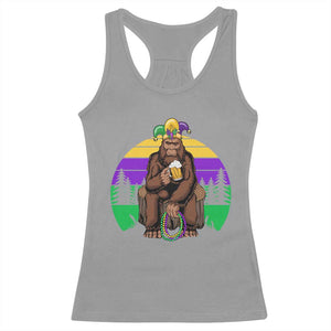 Mardi Gras Bigfoot Sasquatch Funny Beer Lover Racerback Tank Top TS09 Sport Gray Print Your Wear