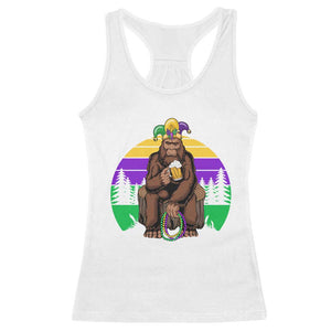 Mardi Gras Bigfoot Sasquatch Funny Beer Lover Racerback Tank Top TS09 White Print Your Wear