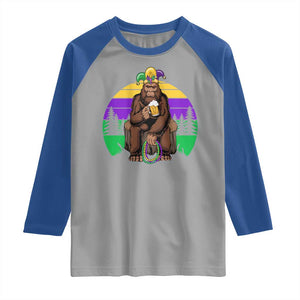 Mardi Gras Bigfoot Sasquatch Funny Beer Lover Raglan Shirt TS09 Sport Gray Royal Print Your Wear