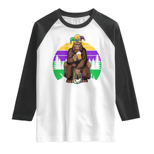 Mardi Gras Bigfoot Sasquatch Funny Beer Lover Raglan Shirt TS09 White Black Print Your Wear