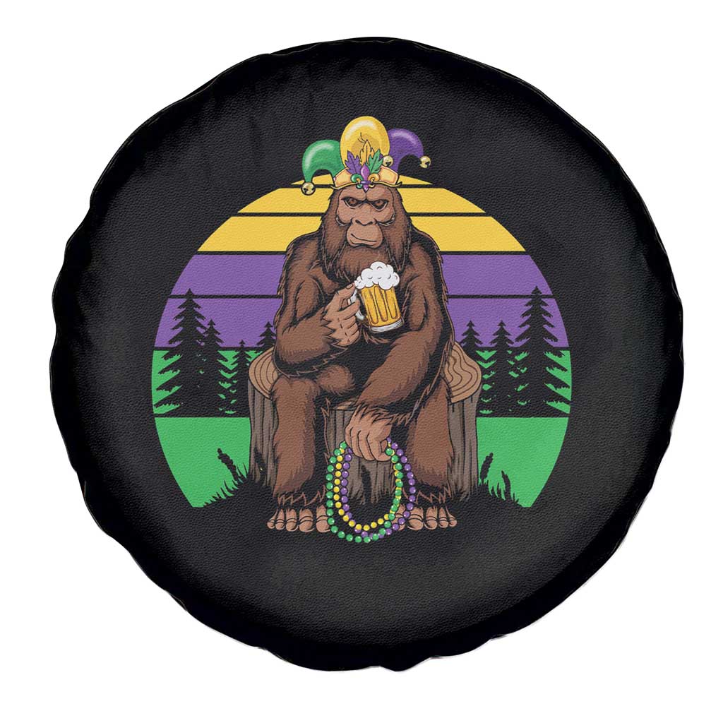 Mardi Gras Bigfoot Sasquatch Funny Beer Lover Spare Tire Cover TS09 Print Your Wear