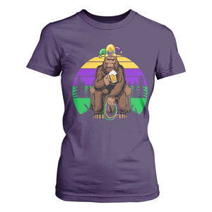 Mardi Gras Bigfoot Sasquatch Funny Beer Lover T Shirt For Women TS09 Purple Print Your Wear