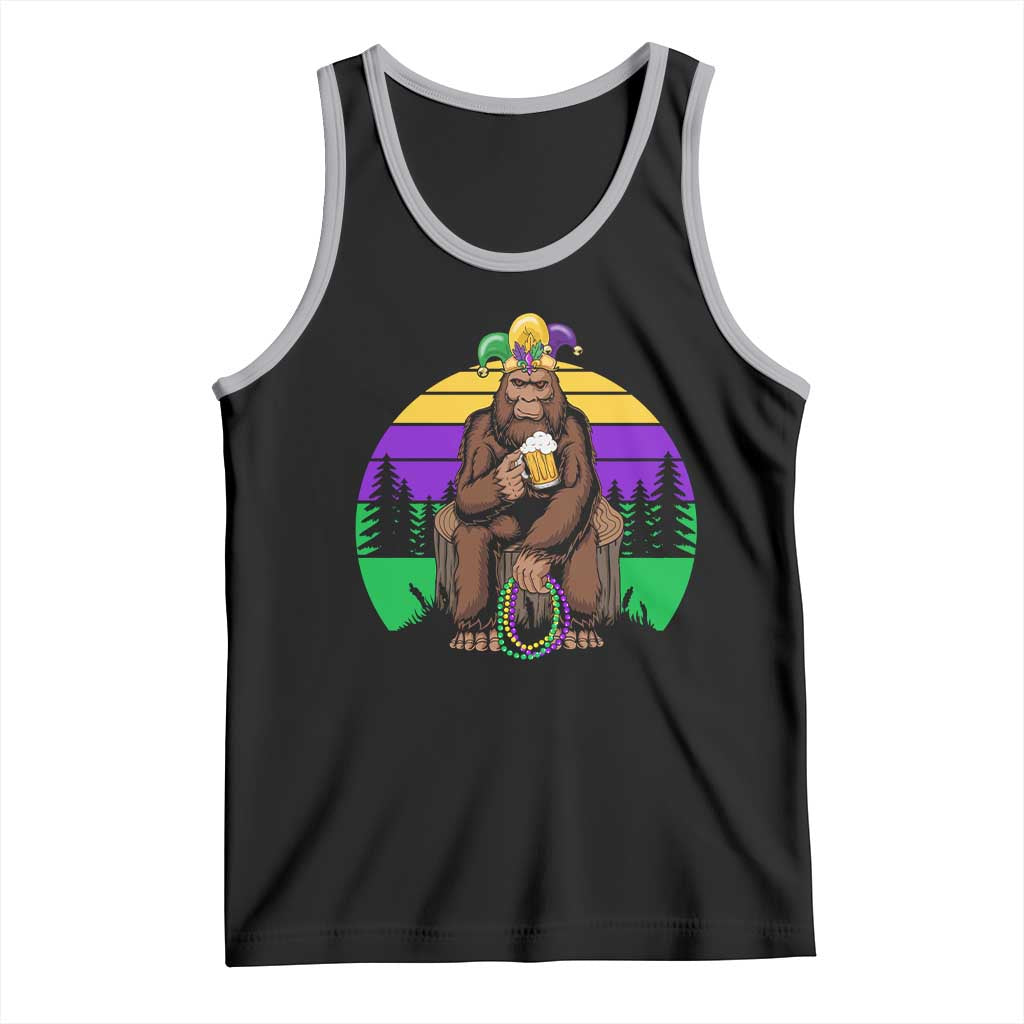 Mardi Gras Bigfoot Sasquatch Funny Beer Lover Tank Top TS09 Black Athletic Heather Print Your Wear