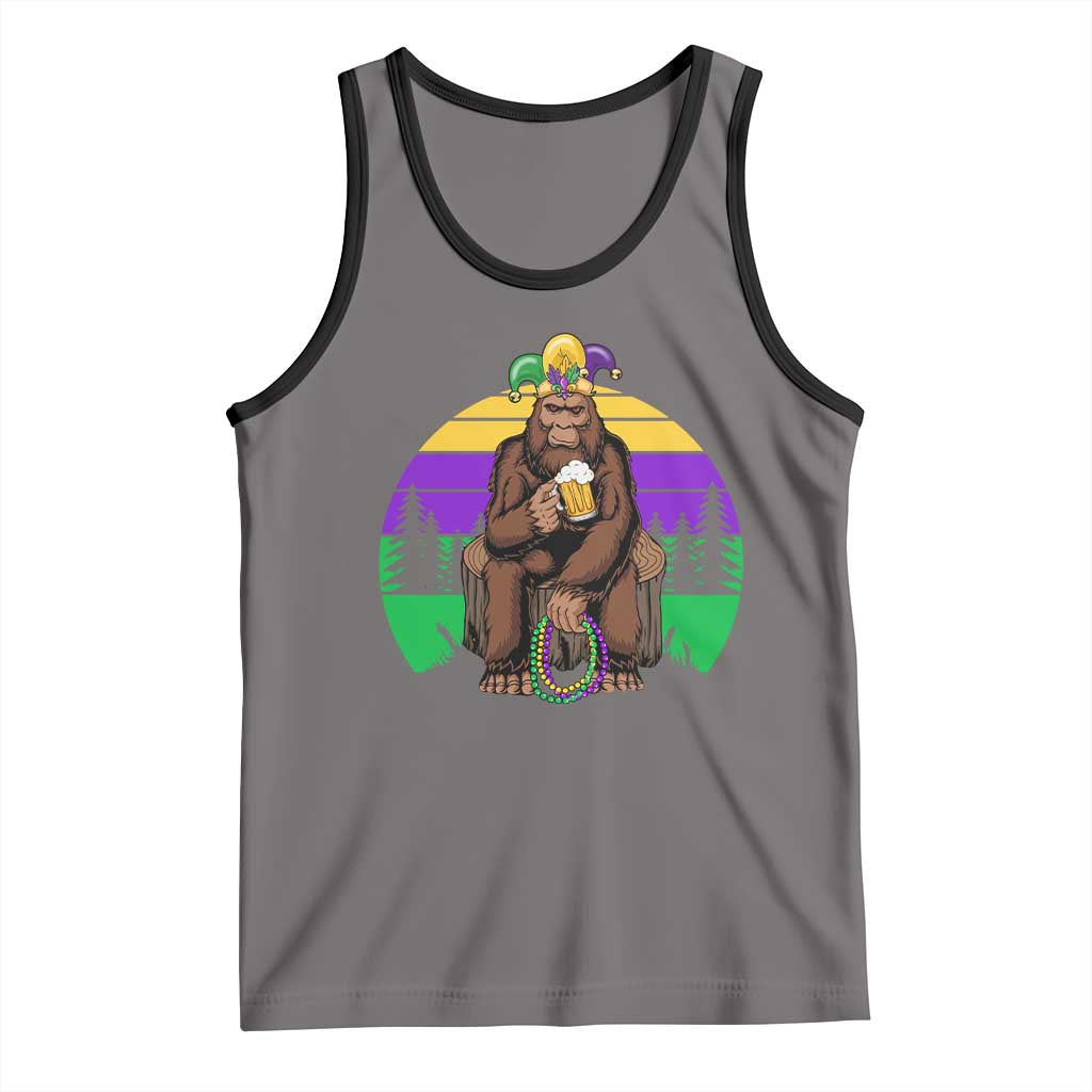 Mardi Gras Bigfoot Sasquatch Funny Beer Lover Tank Top TS09 Deep Heather Black Print Your Wear