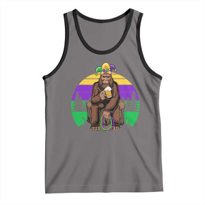 Mardi Gras Bigfoot Sasquatch Funny Beer Lover Tank Top TS09 Deep Heather Black Print Your Wear
