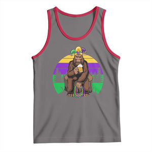 Mardi Gras Bigfoot Sasquatch Funny Beer Lover Tank Top TS09 Deep Heather Red Print Your Wear
