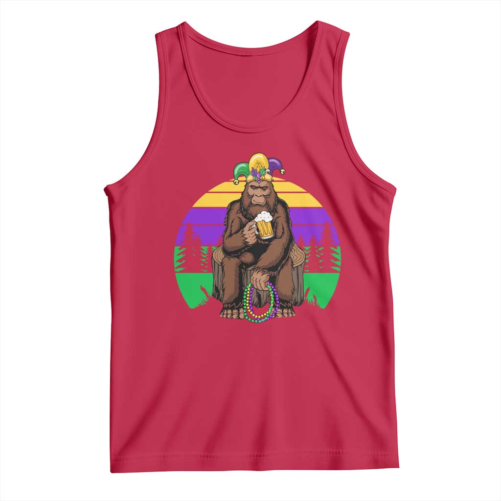 Mardi Gras Bigfoot Sasquatch Funny Beer Lover Tank Top TS09 Red Print Your Wear