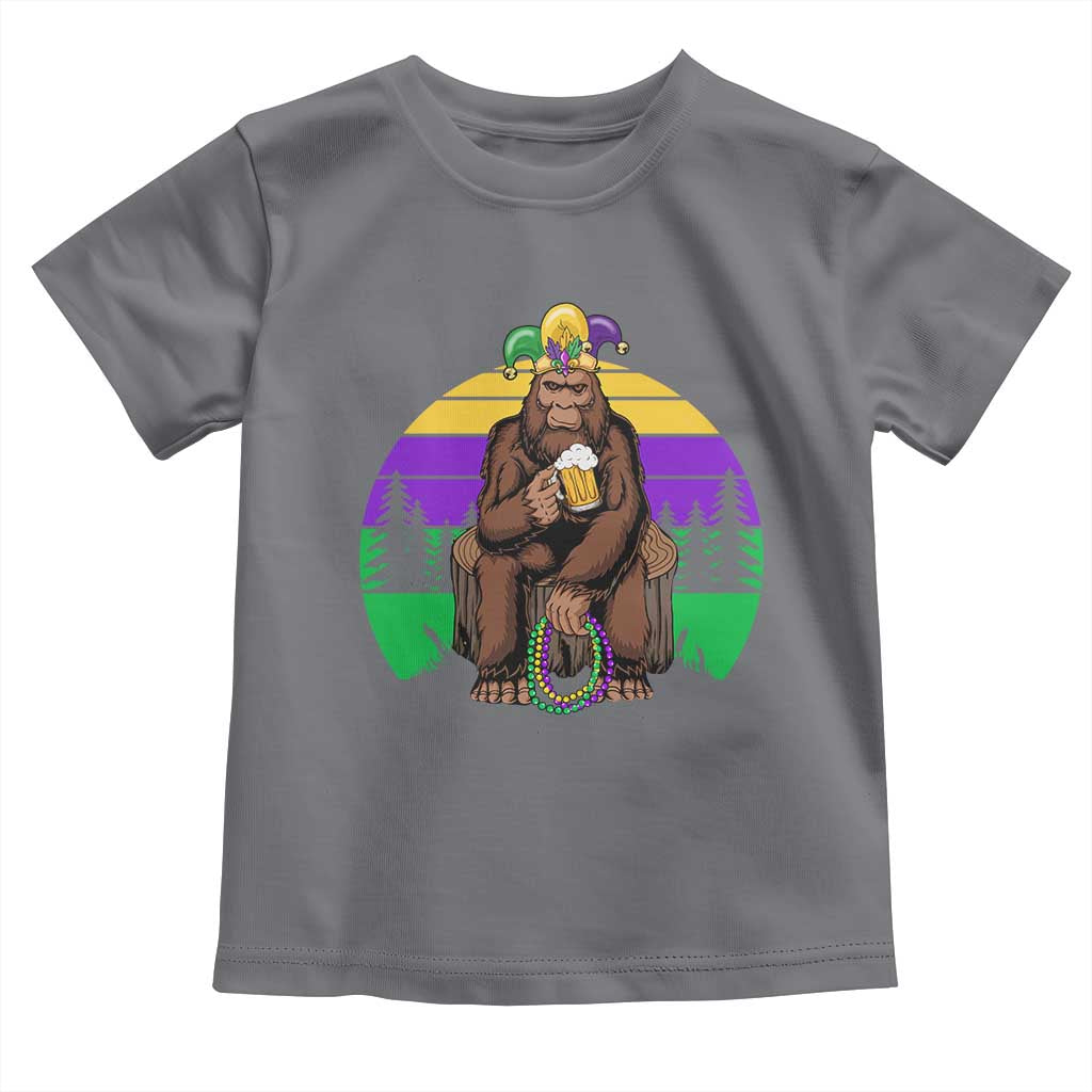 Mardi Gras Bigfoot Sasquatch Funny Beer Lover Toddler T Shirt TS09 Charcoal Print Your Wear