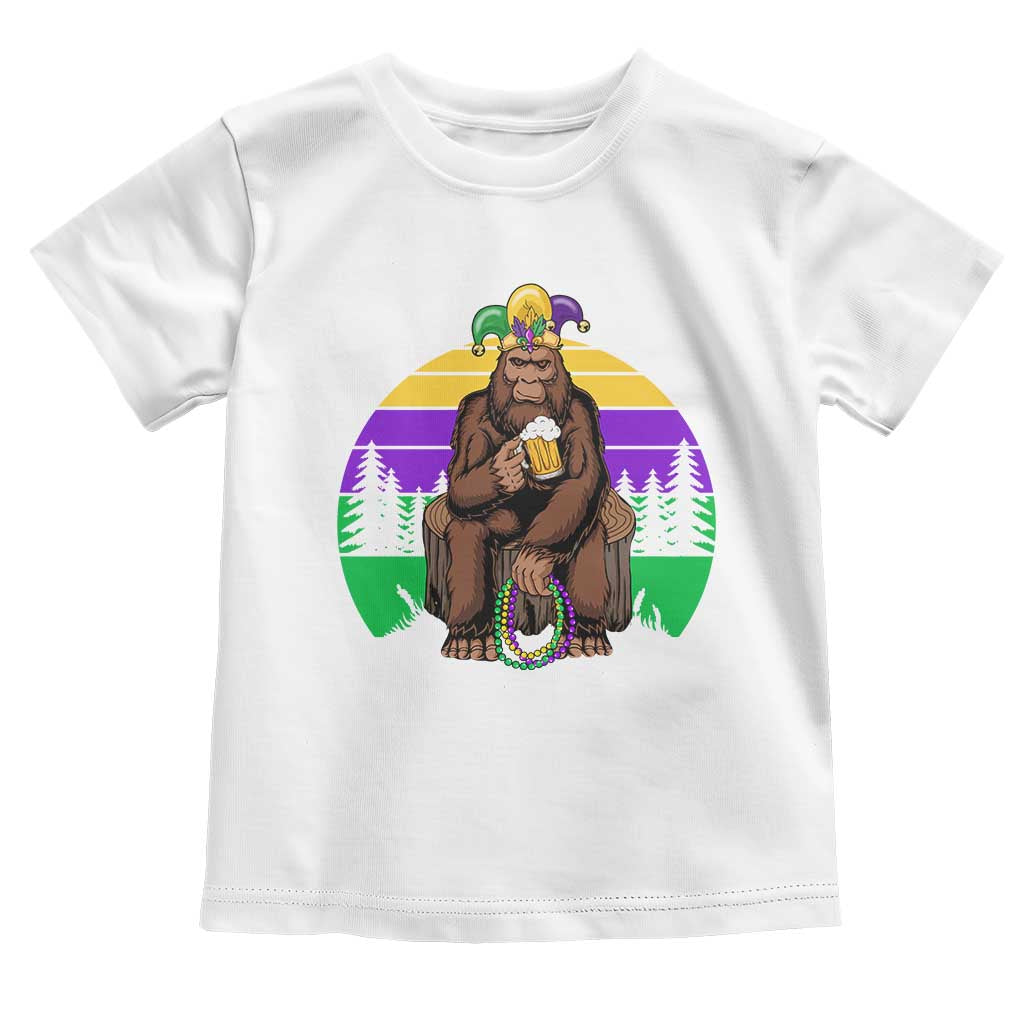 Mardi Gras Bigfoot Sasquatch Funny Beer Lover Toddler T Shirt TS09 White Print Your Wear