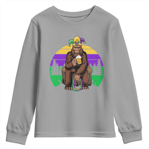 Mardi Gras Bigfoot Sasquatch Funny Beer Lover Youth Sweatshirt TS09 Sport Gray Print Your Wear