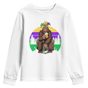 Mardi Gras Bigfoot Sasquatch Funny Beer Lover Youth Sweatshirt TS09 White Print Your Wear