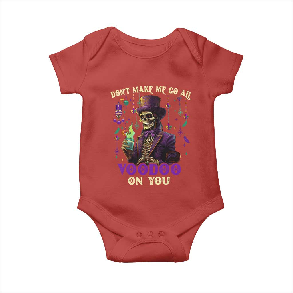 Mardi Gras Baby Onesie Don't Make Me Go All Voodoo On You Skeleton Witch Doctor TS09 Red Print Your Wear