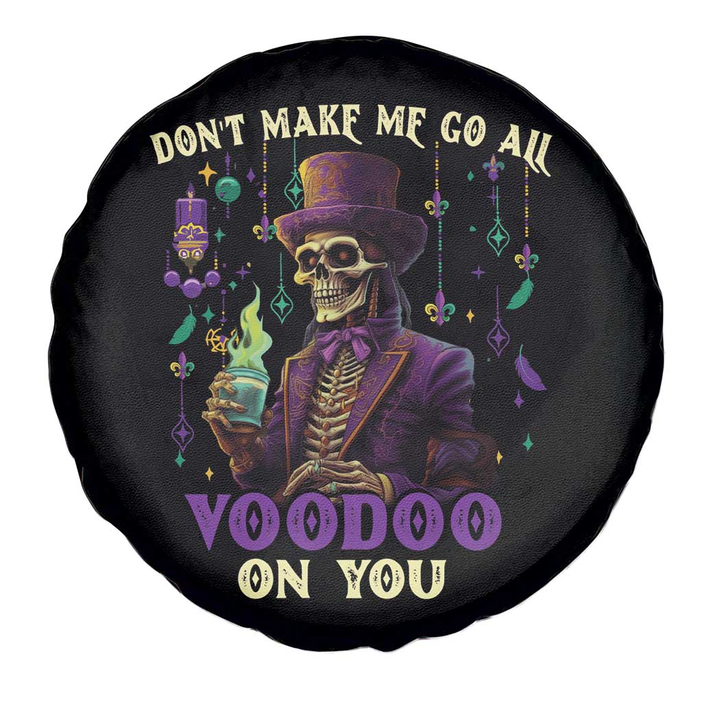 Mardi Gras Spare Tire Cover Don't Make Me Go All Voodoo On You Skeleton Witch Doctor TS09 Print Your Wear