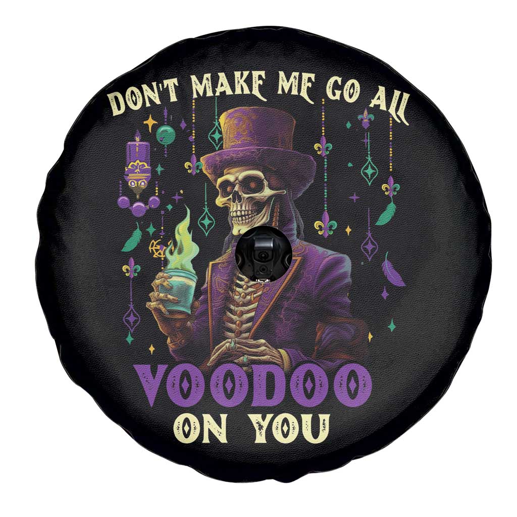 Mardi Gras Spare Tire Cover Don't Make Me Go All Voodoo On You Skeleton Witch Doctor TS09 Print Your Wear