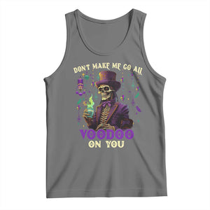 Mardi Gras Tank Top Don't Make Me Go All Voodoo On You Skeleton Witch Doctor TS09 Black Heather Print Your Wear
