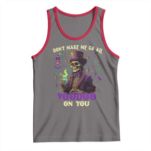 Mardi Gras Tank Top Don't Make Me Go All Voodoo On You Skeleton Witch Doctor TS09 Deep Heather Red Print Your Wear