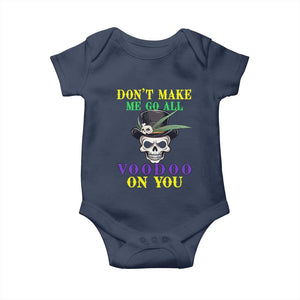 Mardi Gras Baby Onesie Don't Make Me Go All Voodoo On You Skull TS09 Navy Print Your Wear