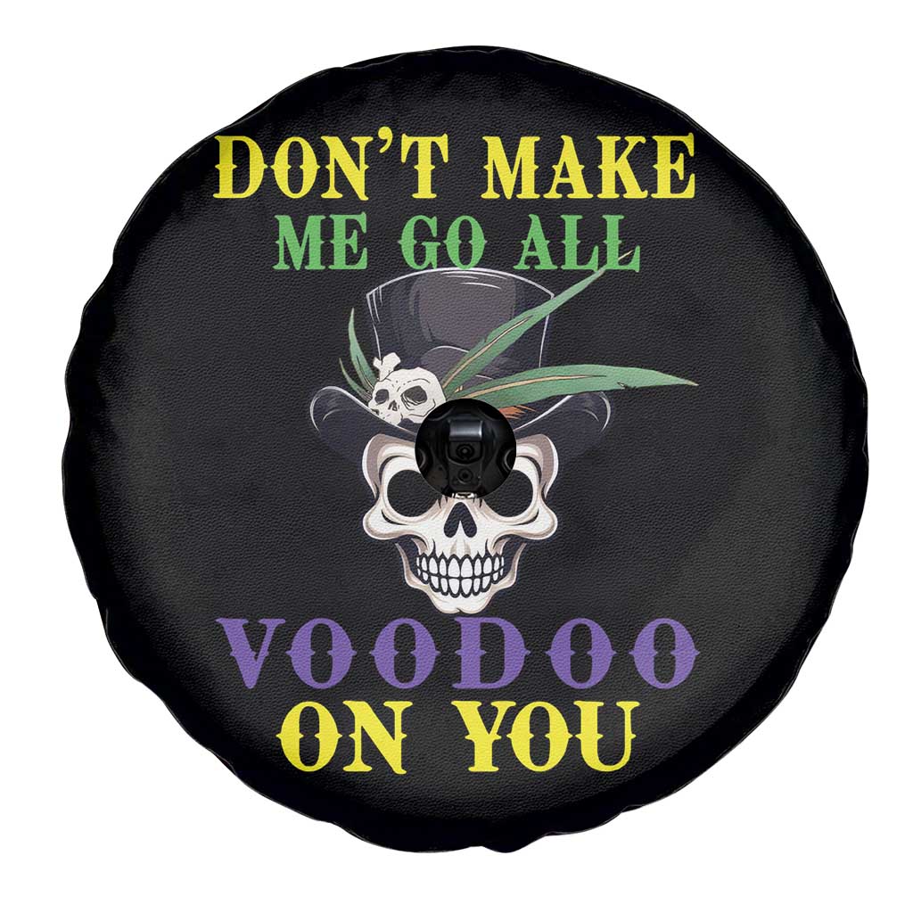 Mardi Gras Spare Tire Cover Don't Make Me Go All Voodoo On You Skull TS09 Print Your Wear