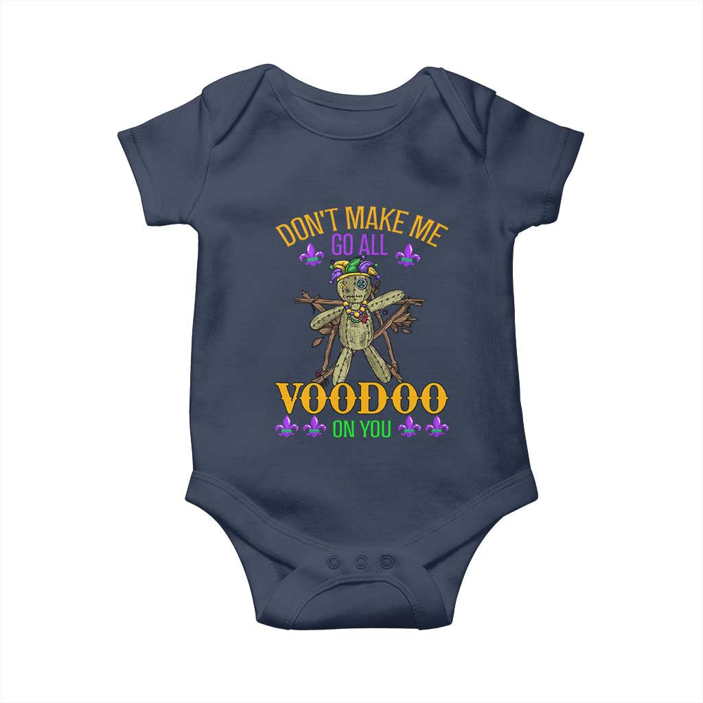 Mardi Gras Baby Onesie Don't Make Me Go All Voodoo On You Creepy Doll TS09 Navy Print Your Wear