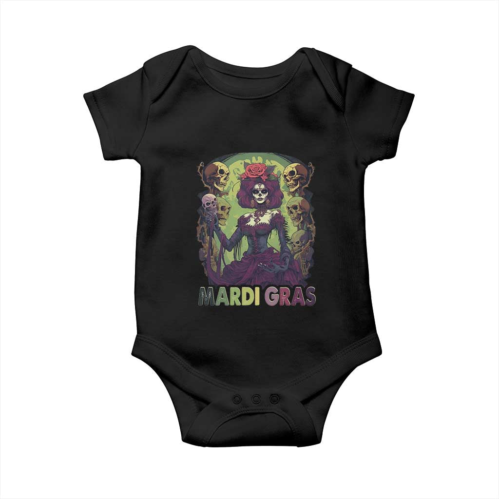 Mardi Gras Baby Onesie Voodoo Queen Skeleton Witch Creepy Skull TS09 Black Print Your Wear
