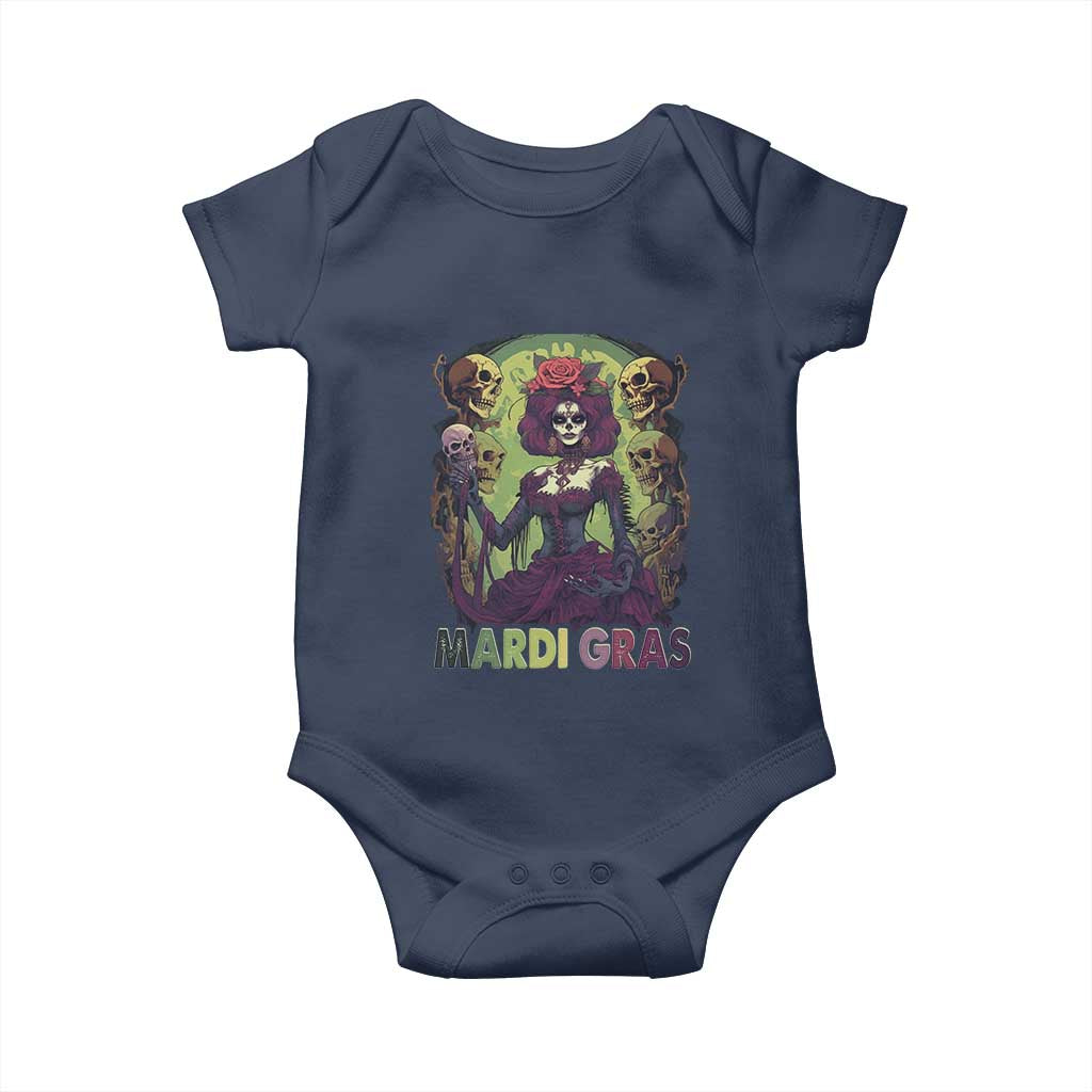 Mardi Gras Baby Onesie Voodoo Queen Skeleton Witch Creepy Skull TS09 Navy Print Your Wear