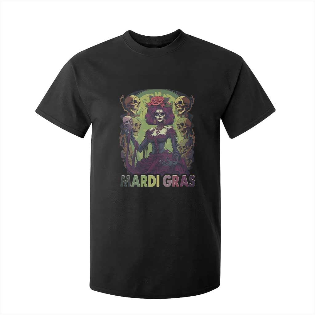 Mardi Gras T Shirt For Kid Voodoo Queen Skeleton Witch Creepy Skull TS09 Black Print Your Wear