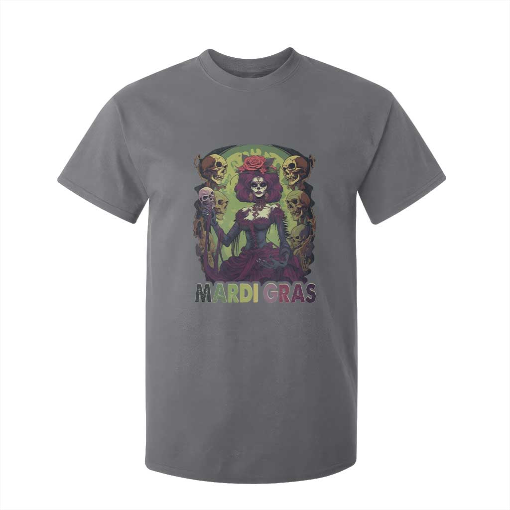 Mardi Gras T Shirt For Kid Voodoo Queen Skeleton Witch Creepy Skull TS09 Charcoal Print Your Wear