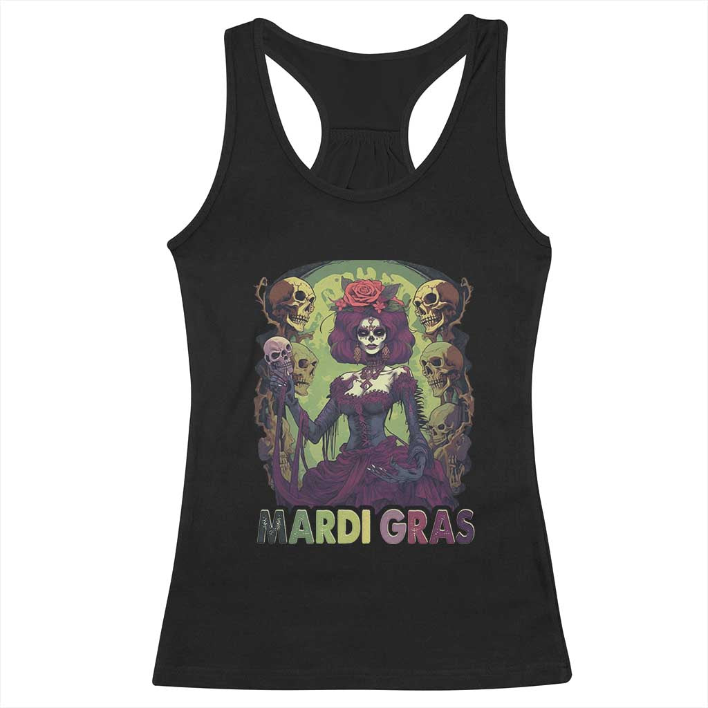 Mardi Gras Racerback Tank Top Voodoo Queen Skeleton Witch Creepy Skull TS09 Black Print Your Wear
