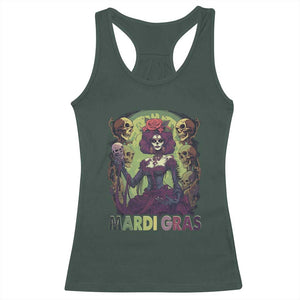 Mardi Gras Racerback Tank Top Voodoo Queen Skeleton Witch Creepy Skull TS09 Dark Forest Green Print Your Wear