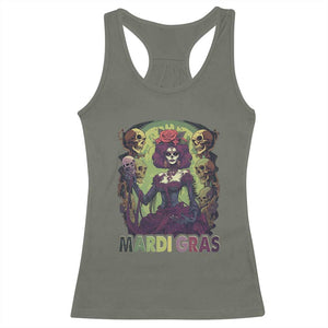 Mardi Gras Racerback Tank Top Voodoo Queen Skeleton Witch Creepy Skull TS09 Military Green Print Your Wear