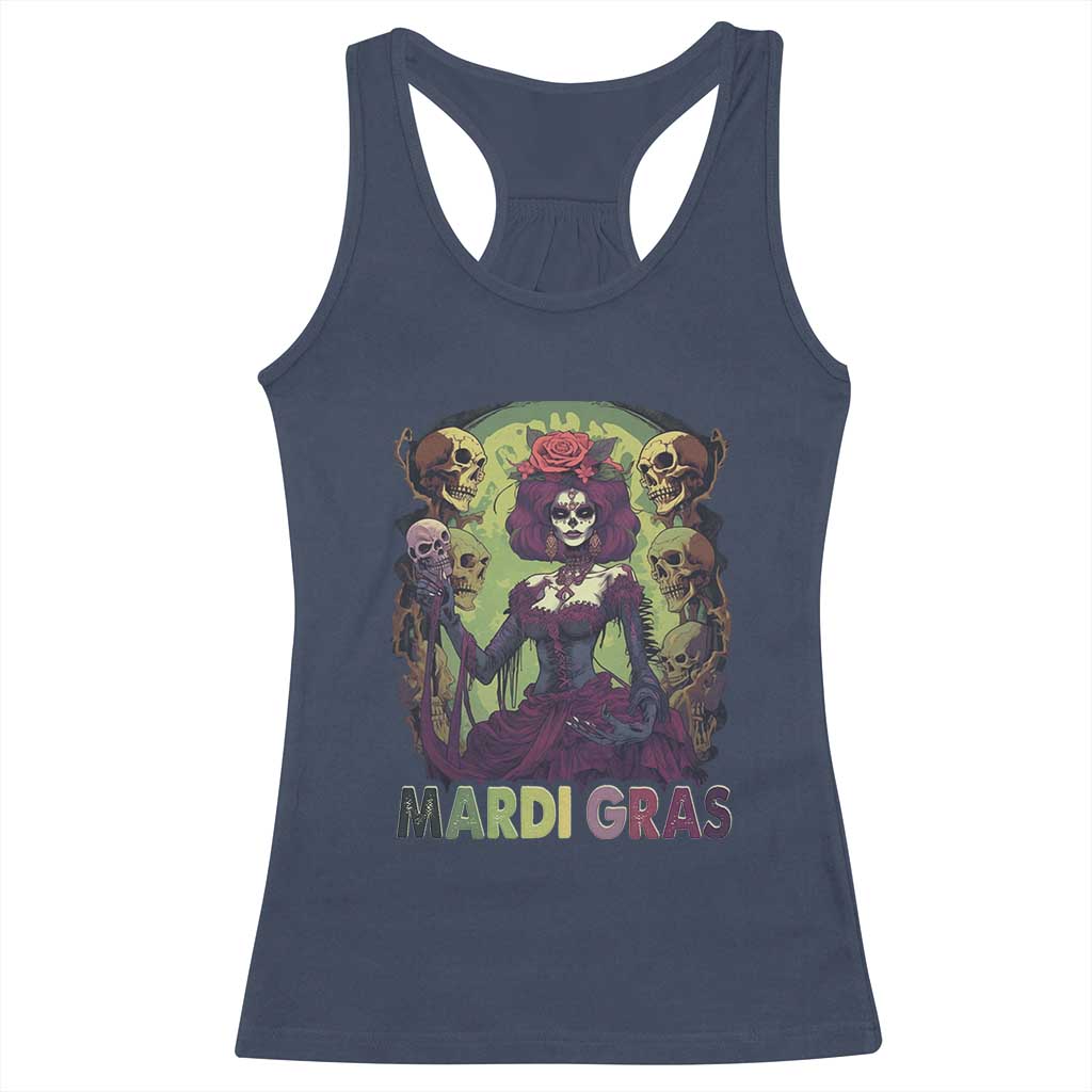 Mardi Gras Racerback Tank Top Voodoo Queen Skeleton Witch Creepy Skull TS09 Navy Print Your Wear