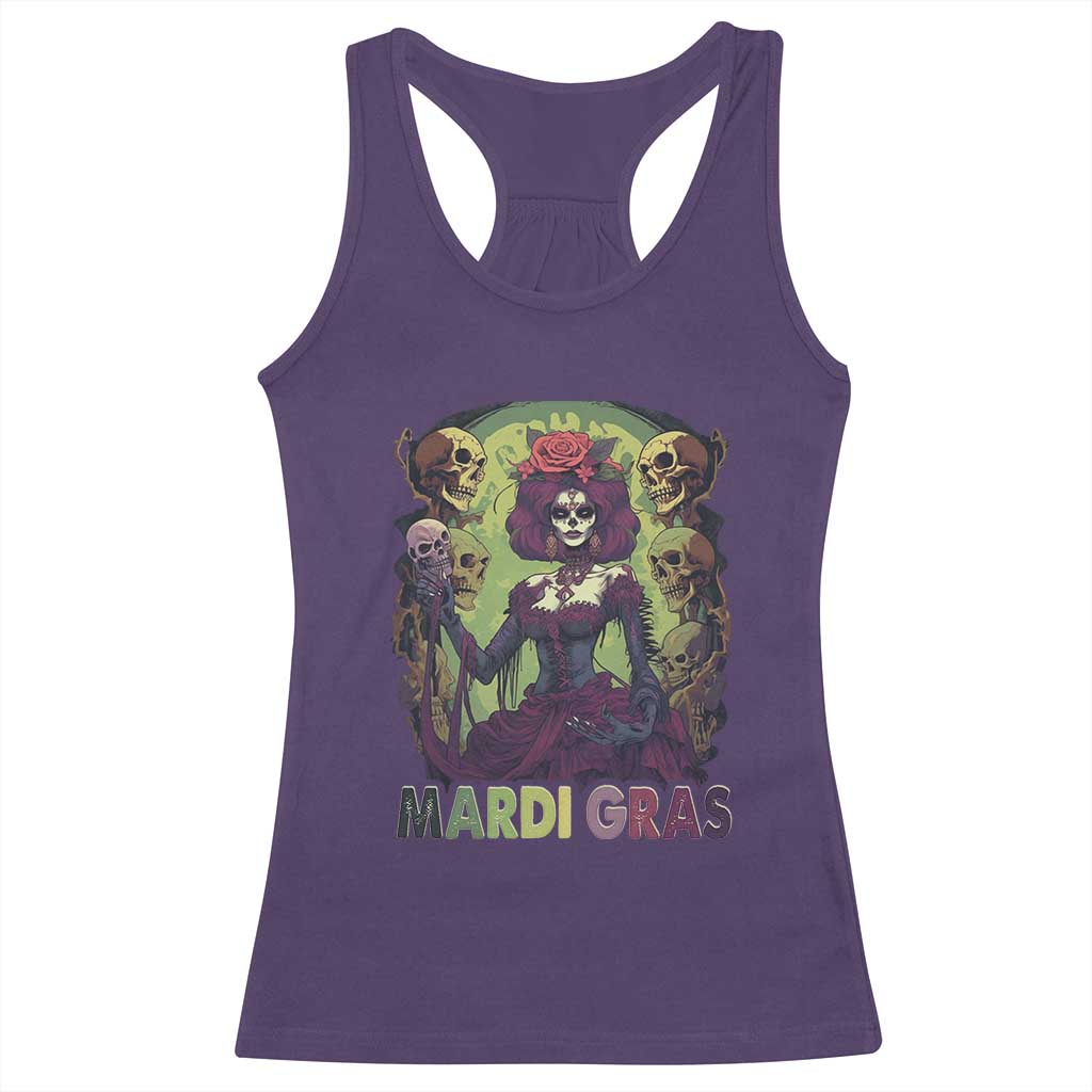 Mardi Gras Racerback Tank Top Voodoo Queen Skeleton Witch Creepy Skull TS09 Purple Print Your Wear