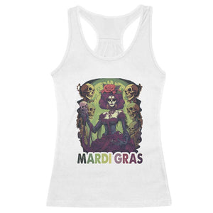 Mardi Gras Racerback Tank Top Voodoo Queen Skeleton Witch Creepy Skull TS09 White Print Your Wear