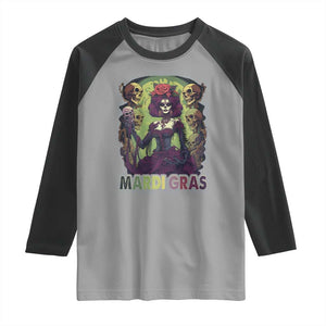 Mardi Gras Raglan Shirt Voodoo Queen Skeleton Witch Creepy Skull TS09 Sport Gray Black Print Your Wear