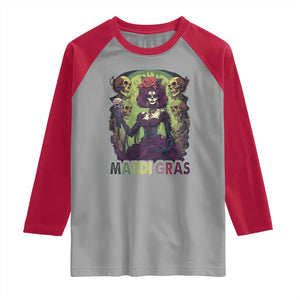 Mardi Gras Raglan Shirt Voodoo Queen Skeleton Witch Creepy Skull TS09 Sport Gray Red Print Your Wear