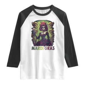 Mardi Gras Raglan Shirt Voodoo Queen Skeleton Witch Creepy Skull TS09 White Black Print Your Wear
