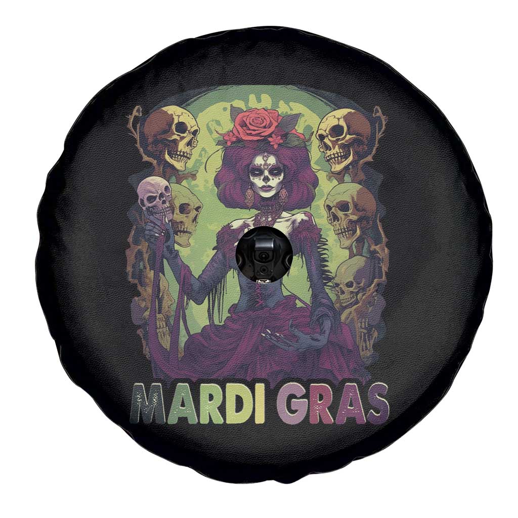 Mardi Gras Spare Tire Cover Voodoo Queen Skeleton Witch Creepy Skull TS09 Print Your Wear