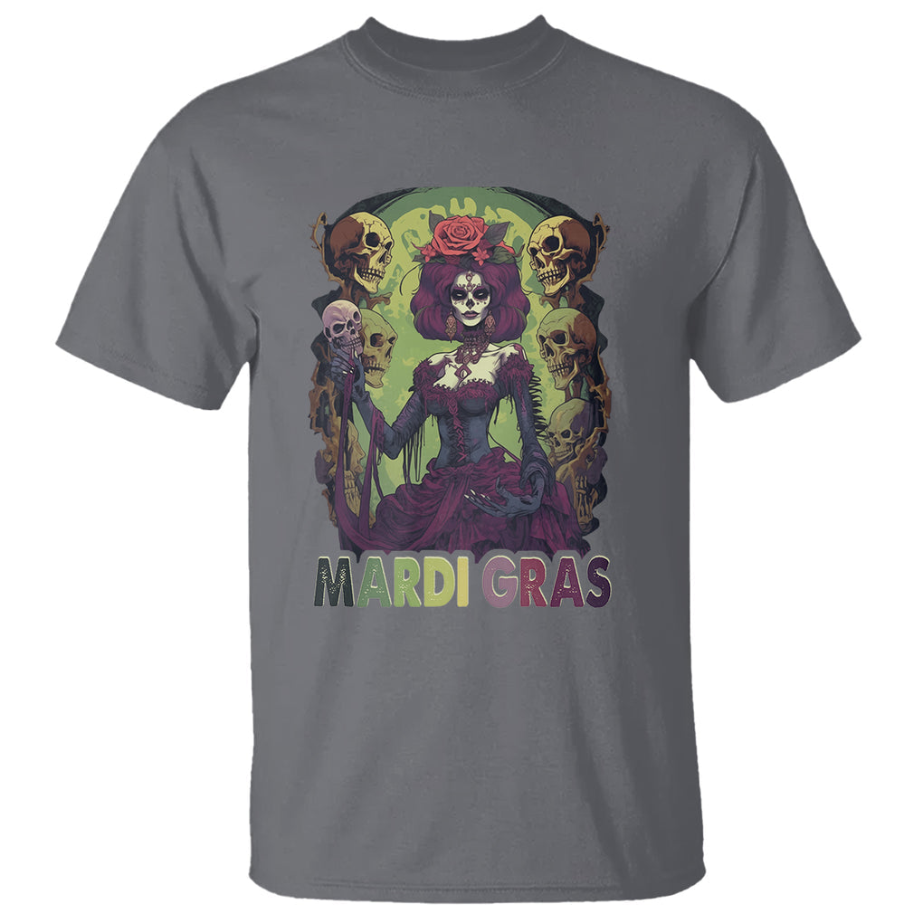Mardi Gras T Shirt Voodoo Queen Skeleton Witch Creepy Skull TS09 Charcoal Printyourwear