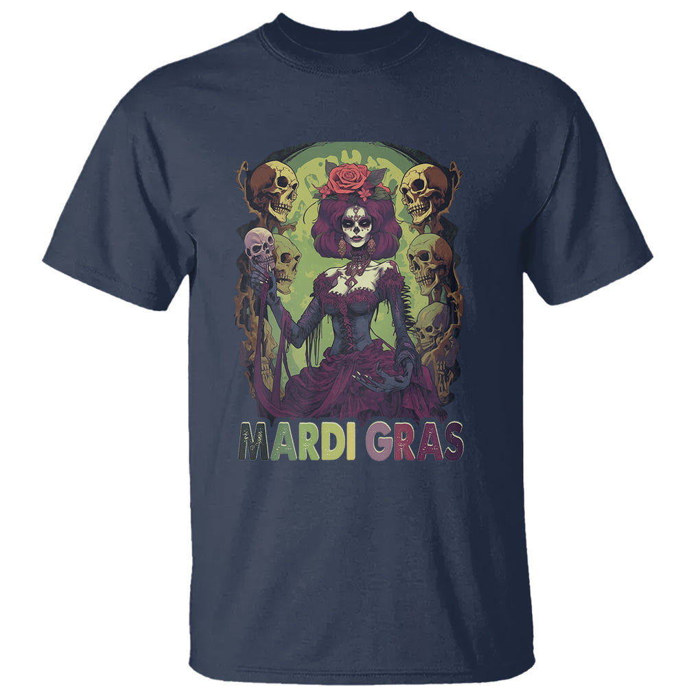 Mardi Gras T Shirt Voodoo Queen Skeleton Witch Creepy Skull TS09 Navy Printyourwear