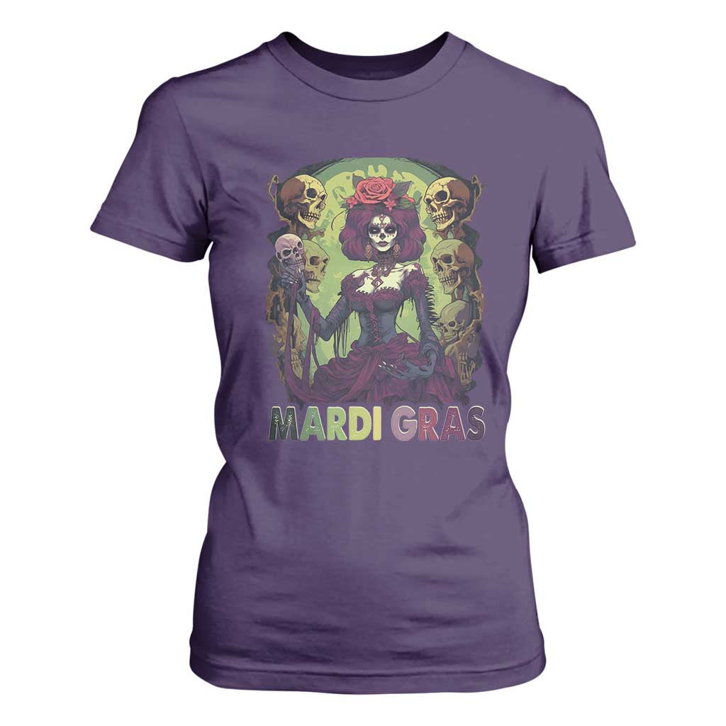 Mardi Gras T Shirt For Women Voodoo Queen Skeleton Witch Creepy Skull TS09 Purple Print Your Wear