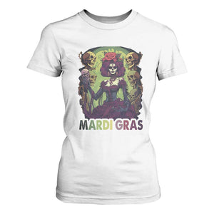 Mardi Gras T Shirt For Women Voodoo Queen Skeleton Witch Creepy Skull TS09 White Print Your Wear